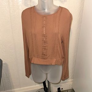 Tan/brown top tie back cropped